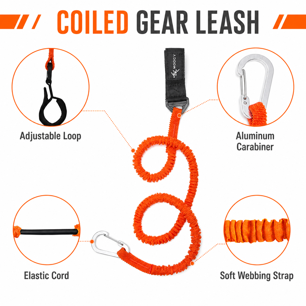 Coiled Paddle Leash Orange Kay – Fishing Kayak Paddle Leash recenzja i cena